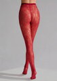 Netzstrumpfhose mit floralem Ornament cherry red CHARLY G002 Marilyn von hinten