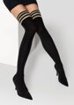 Damen Overknee-Socken aus Baumwolle mit glänzenden goldenen Streifen ZAZU D17 Marilyn