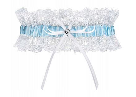 Hochzeitsstrumpfband weiß-blau PRAGA PW-27 Julimex