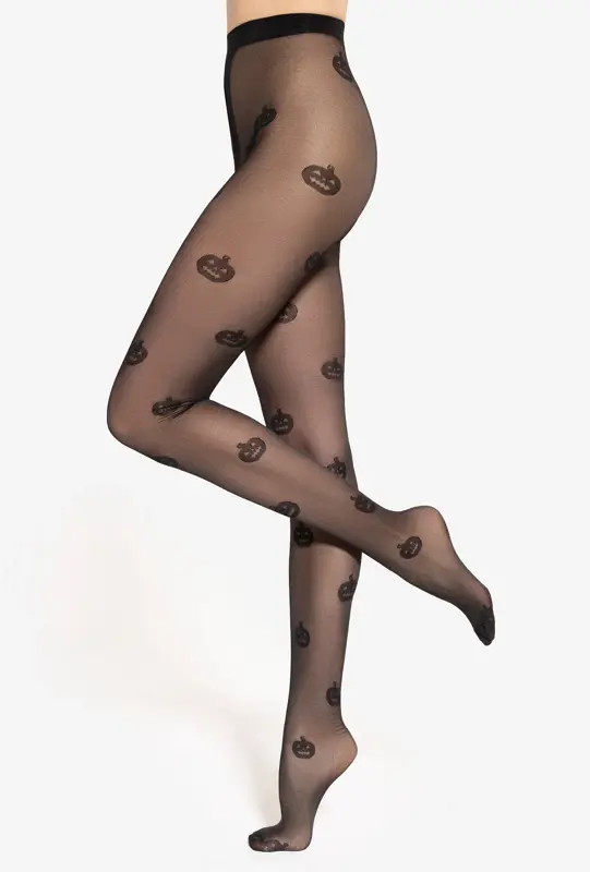 Damenstrumpfhose mit Halloween-Kürbismuster CRAZY TRICK WZ.04 40 DEN Gatta
