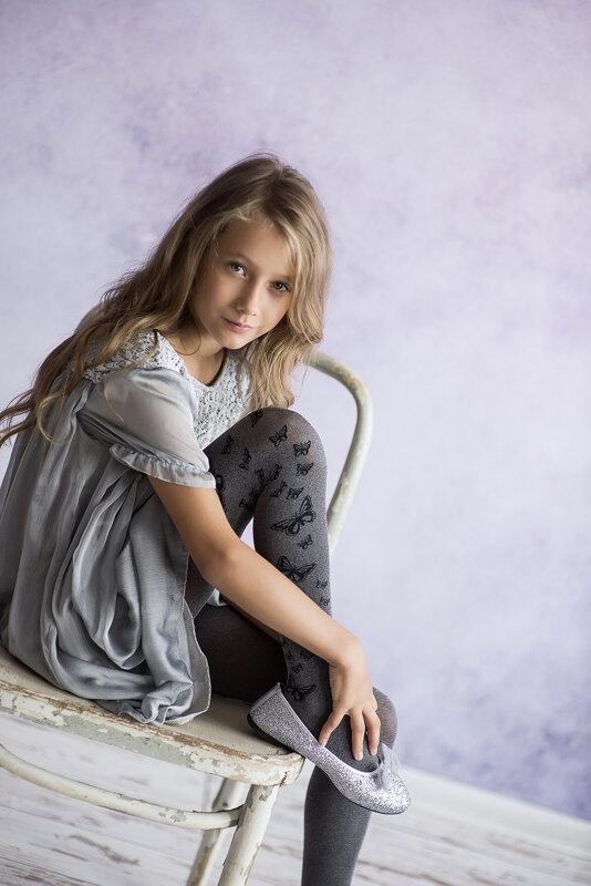 Mädchenstrumpfhose mit Schmetterlingsmuster BEAUTY 50 DEN Knittex