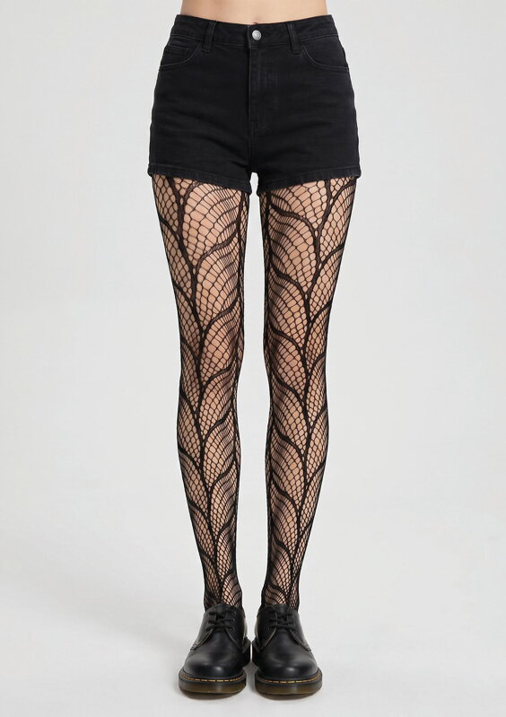 Gemusterte Netzstrumpfhose mit grafischen Linien CHARLY I001 Marilyn