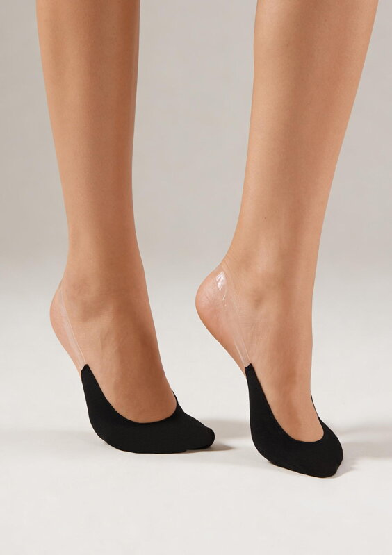 Damen Baumwoll-Füßlinge mit transparentem Silikonband COTTON OPEN HEEL Marilyn
